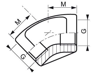 Отвод 45° ВР/ВР (чертеж)